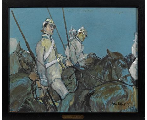 Hans Kohlschein (1879 Düsseldorf - 1948 Warburg)"Es lebe der Reservemann". OriginaltitelReiter des in Köln-Deutz stationierte