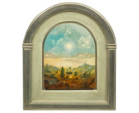 Horst G. Loewol (Geb. 1939 Hannover. Ansässig auf Vancouver Island/Kanada und auf Teneriffa)Surrealistische Berglandschaft mi