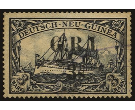 Stamps of German New Guinea surcharged: 1914 (17 Oct) -15 3s on 3m violet-black, setting 3 with surcharge spaced 3½ to 4mm, p