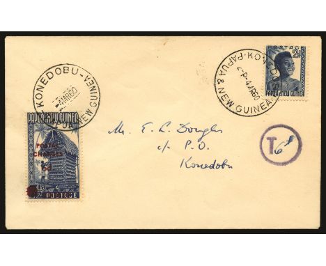 Postage Dues: 1960 (1 Mar) 6d on 7½d blue (SG D1) tied to philatelically inspired local cover by neat KONEDOBU cds for 4 MR 6