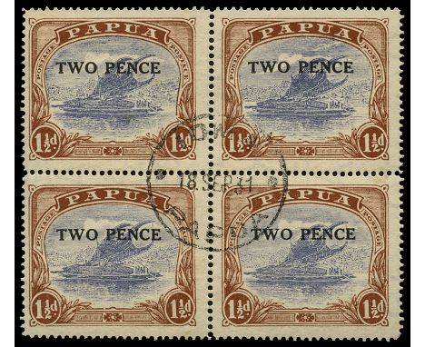 1931 (1 Jan) 2d on 1½d cobalt and light brown (Mullett printing) and 2d on 1½d bright blue and bright brown (Ash printing), e