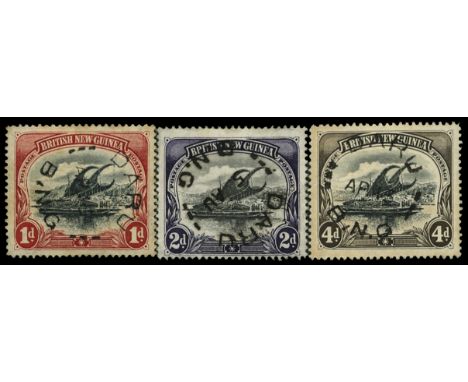 Daru: 1901-05 (Vertical wmk) 1d, 2d and 4d each with superb strike of the "DARU B.N.G." cds (Lee 41), the 1d with light overa