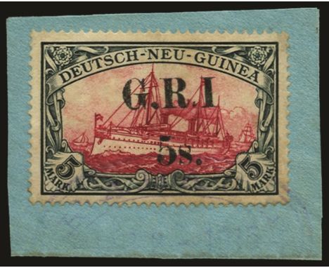 Stamps of German New Guinea surcharged: 1914 (17 Oct) -15 5s on 5m carmine and black, setting 3 with surcharge spaced 3½ to 4