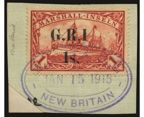 Stamps of Marshall Islands surcharged: 1914 (16 Dec) Setting 3  with surcharge spaced 3½ to 4mm, 1s on 1m carmine, pos.2 show