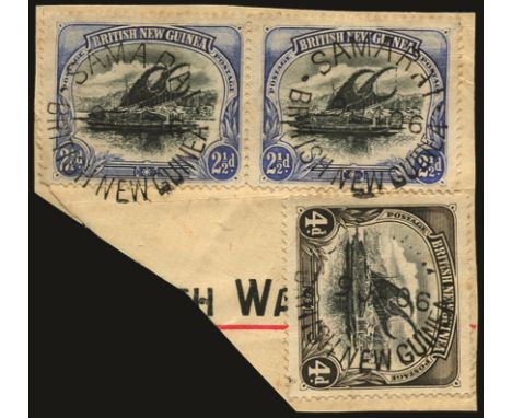 Samarai: 1906 January 9, registered piece with 1901-05 2½d (horizontal wmk) horizontal pair and 4d (vertical wmk) tied by two