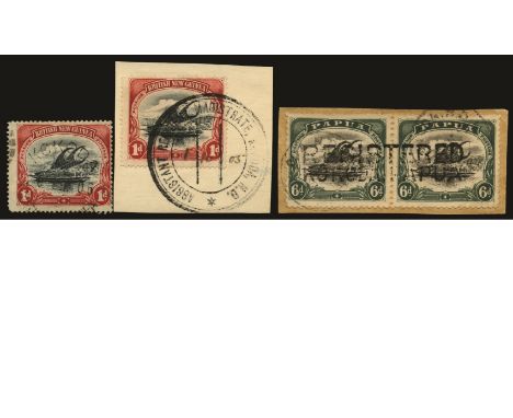 Kokoda: 1901-05 1d on piece tied by fine strike of the "ASSISTANT RESIDENT MAGISTRATE, KOKODA" h/s (Lee 67) with m/s date "1/