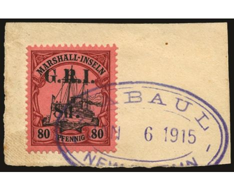 Stamps of Marshall Islands surcharged: 1914 (16 Dec) Setting 2 with surcharge spaced 5mm, 8d on 80pf black and carmine/rose (