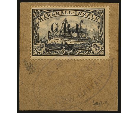 Stamps of Marshall Islands surcharged: 1914 (16 Dec) Setting 3  with surcharge spaced 3½ to 4mm, 3s on 3m violet pos.4 (SG 61