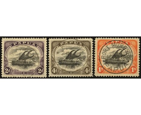 1907-10 Small 'PAPUA', wmk upright (or inverted), perf 11 1d black and carmine, 2½d black and pale ultramarine,  wmk sideways