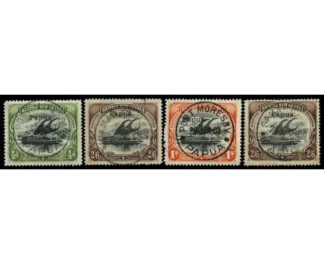 1907  Brisbane overprint, small used selection on card incl wmk horizontal ½d black and yellow-green, thin paper and 2s 6d bl