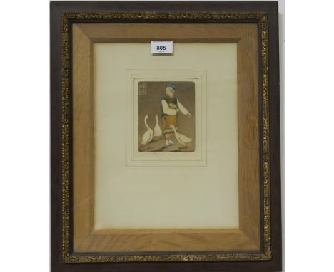 DORSEY POTTER TYSON&nbsp;Goose Boy, signed, colour etching, 8/10, 14 x 11cm Condition Report:Available upon request