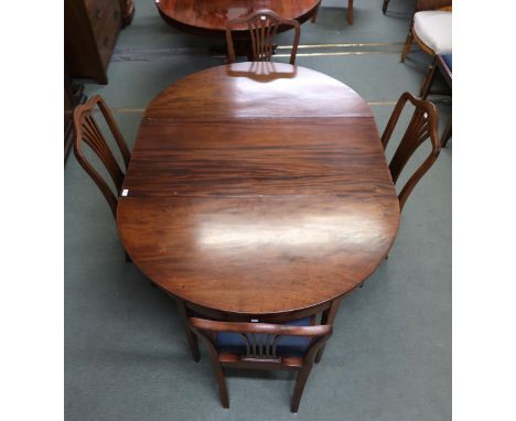 A 19th century mahogany D end dining table and six tapestry seated dining chairs (7) Condition Report:Available upon request