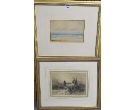 P MACGREGOR WILSON RSW&nbsp;Arran, signed, watercolour, 16 x 24cm and ROBERTSON Tower Bridge, London, signed, etching (2) Con