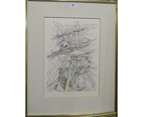 RICHARD DEMARCO (SCOTTISH b.1930) THE "MARQUES" FURLING SAIL&nbsp; Lithograph, signed lower right, dated (19)79, numbered (5/