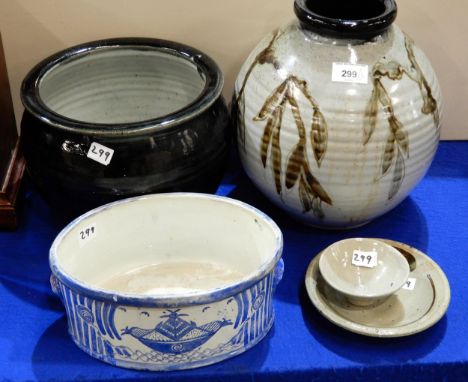 A lady artist painted planter and a collection of Drymen studio pottery Condition Report:Available upon request