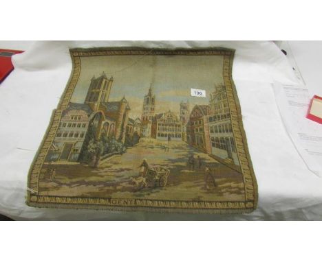 An unframed tapestry of a street scene entitled Gent