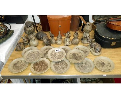 12 Poole pottery stoneware animals and 12 Poole pottery animal plates