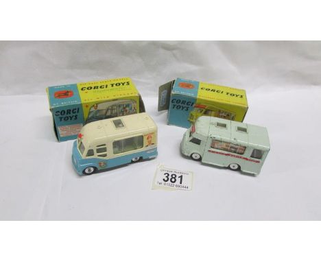 A boxed Corgi 407 Smith's 'Karrier Bantam' mobile shop and a boxed Corgi 428 Smith's Mister Softee ice cream van