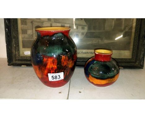 2 Poole pottery vases