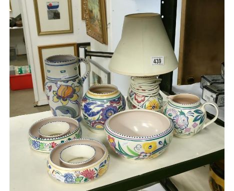 A mixed lot of Poole pottery including table lamp 