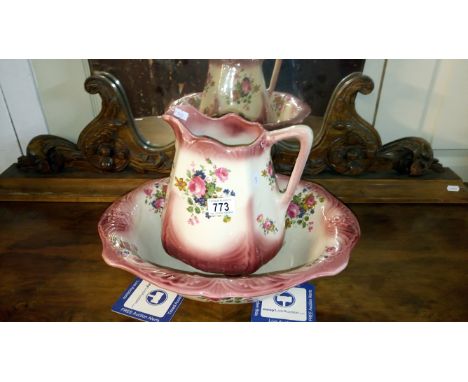 A Staffordshire jug and basin set