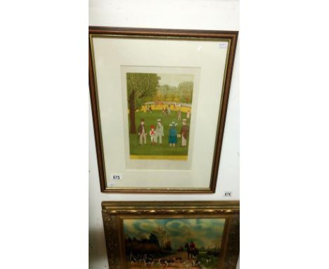 A pencil signed lithograph of racecourse winners enclosure by Vincent Haddelsey (1034-2010)