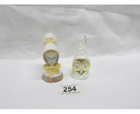 2 Royal Worcester candled snuffers including owl