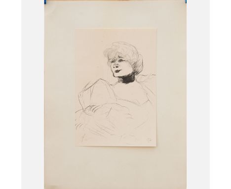 Henry Toulouse Lautrec (1864-1901)-graphic, portrait of a lady, lithography on paper, in map with initials, 30 x 21 cm