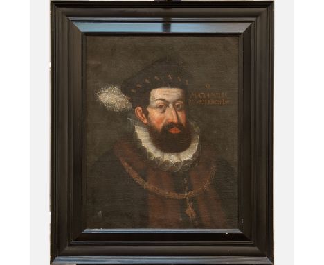 Habsburg Court painter 16.Century , Portrait of Maximilian II.(1527-1576),Holy Roman Emperror and  Archduke of Austria with g