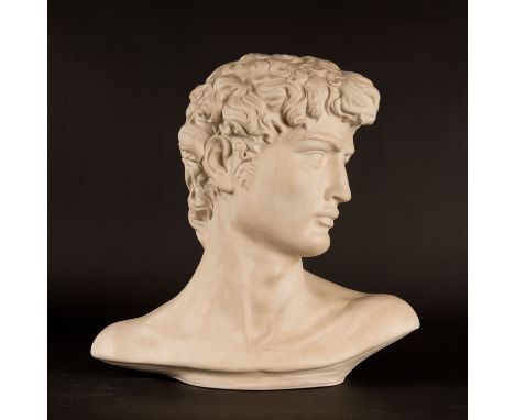 David bust after Michelangelo, Buonarroti (1475-1564) – after, white plaster, 50 cm high