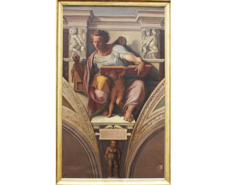 Artist 18. Century,Large Painting , possibly a architectural study of a prophet in a nichte, Oil on Canvas ,framed. 185X110 c