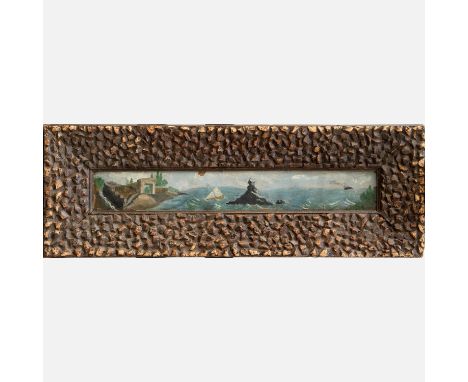 Tivadar Kosztka Csontvary (1853-1919)-attributed, Costal seascape , oil on canvas, probably signed bottom right , carved wood