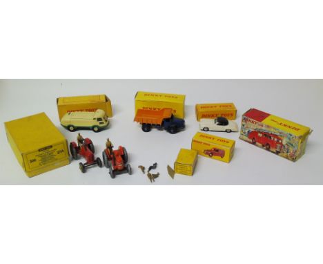 Dinky toys Citroen 2CV van (French), Berliet "34A" (French), Balayeus L.M.V. (French), Mercedes 190 SL (French), Massey Harri