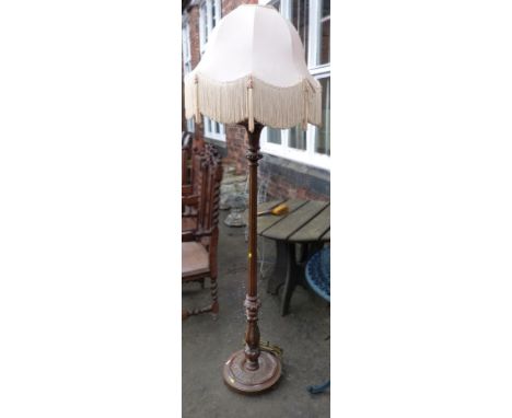 20th century hardwood standard lamp complete with shade. 