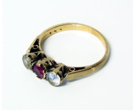 A 9ct gold ruby and white sapphire ring Condition reports cannot be done for our Interiors sales.