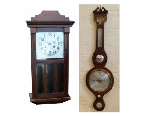 19th Century rosewood mercury barometer, Crosta & Co. Nottingham and a wall clock. Condition reports cannot be done for our I