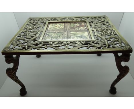 Large brass tile inset trivet 