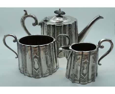 Etched silver plated 3 piece tea service 