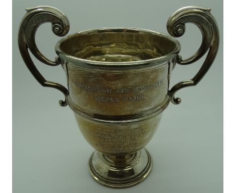 Silver trophy cup 1920's 4.5'h 