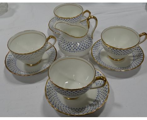 4 New Chelsea tea cups & saucers + a cream jug 