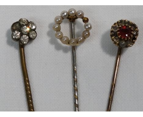 3 Stone set stick pin 