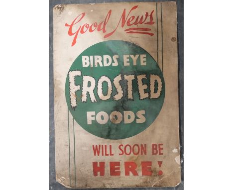 Birds Eye Frosted Food 1950's cardboard shop advert sign 