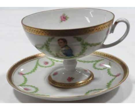 Austrian Empire cup & saucer - Napoleonic portrait 