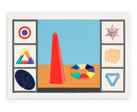 LUCIO DEL PEZZO(Napoli 1933 - Milano 2020)Senza titoloSerigrafia e collage cm 69,5x99,5 Es. 157/150Firma in basso a destra, t
