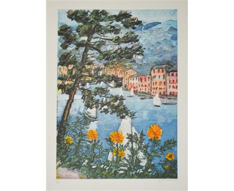MICHELE CASCELLA(Ortona 1892 – Milano 1989)PortofinoAcquaforte, cm 64x85 ES. 135/150Firma in basso a destra, tiratura in bass