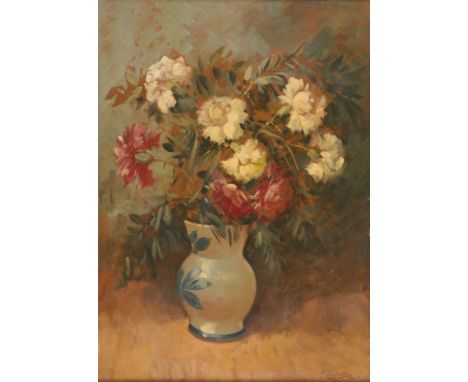 MARIO CAPUZZO(Badia Polesine 1902 - Pontemaodino 1978)Vaso di fioriOlio su tavola di legno cm 70x50Firma al fronteOpera in co
