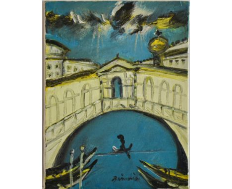 REMO BRINDISI(Roma 1918 – Lido di Spina 1996)Ponte di Rialto,Olio su tela cm 40x30Firma "Brindisi" al fronte al centroDicitur