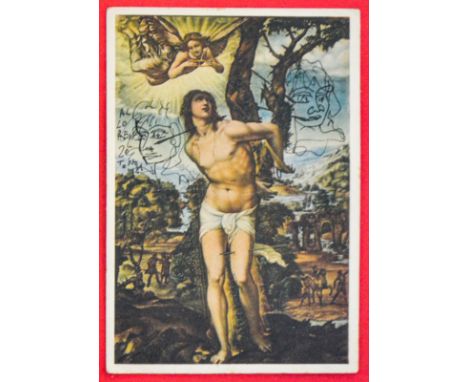 TONO ZANCANARO(Padova 1906 - 1985)Senza titolo, 1981Biro su cartolina, cm 15x10Firma, anno e dedica al fronteOpera in cornice
