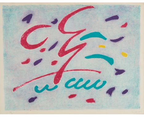 GIULIO TURCATO(Mantova 1912 – Roma 1995)Senza titolo,Litografia su carta, Es. 77/90, cm 47,5x61,5Firma in basso a destra, tir