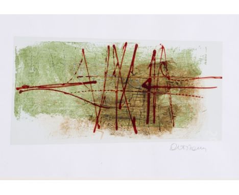 ANTONIO DEL DONNO(Benevento 1927 - 2020)Senza titoloTecnica mista e collage su carta cm 33,5x48,5Firma e timbro a secco al fr